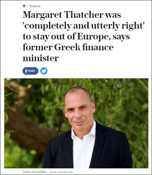 Βαρουφάκης: Χάρη στη Θάτσερ η Βρετανία δεν έχει 50% ανεργία