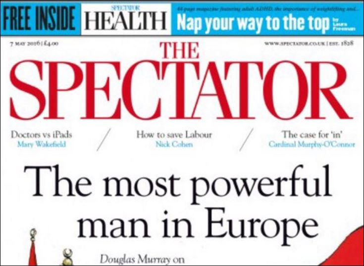 Η Μέρκελ προσκυνά τον σουλτάνο Ερντογάν στο πρωτοσέλιδο του «The Spectator»