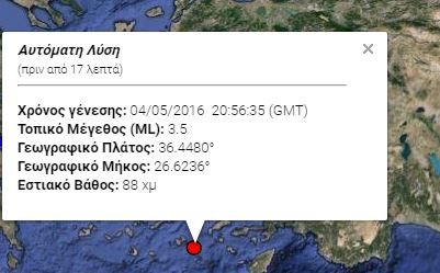 Σεισμός 3,5 Ρίχτερ ανοικτά της Αστυπάλαιας