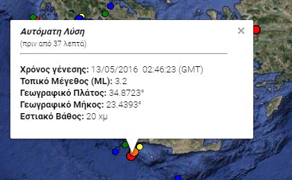 Ασθενής δόνηση στα ανοιχτά της Κρήτης