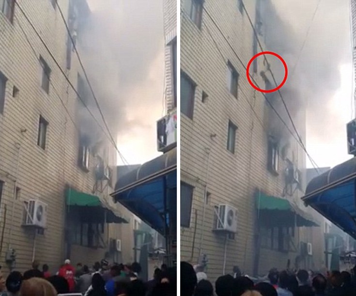Μητέρα πηδάει από τον τέταρτο όροφο φλεγόμενου κτιρίου μαζί με τα παιδιά της – ΒΙΝΤΕΟ