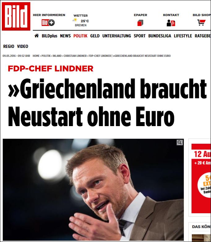 Grexit ζητούν οι Γερμανοί Φιλελεύθεροι