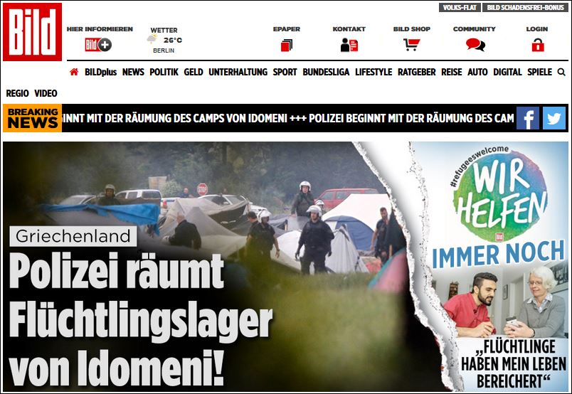 Η Bild για την αστυνομική επιχείρηση στην Ειδομένη