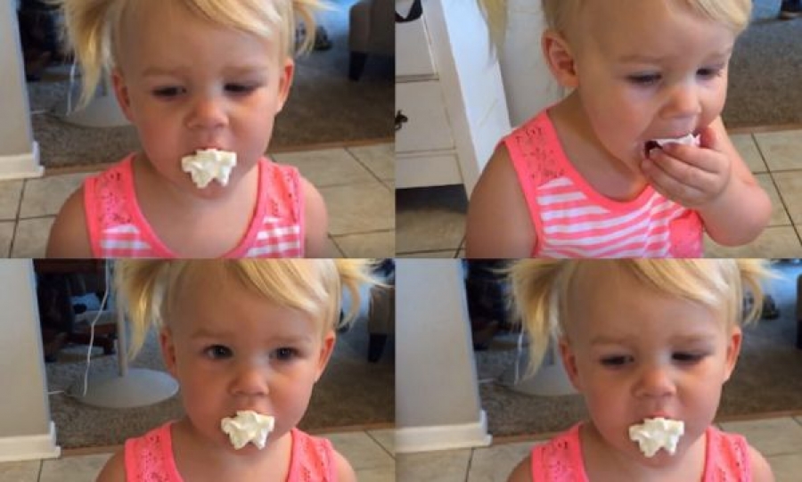 H αντίδραση του μικρού κοριτσιού που δοκιμάζει πρώτη φορά σαντιγί – ΒΙΝΤΕΟ