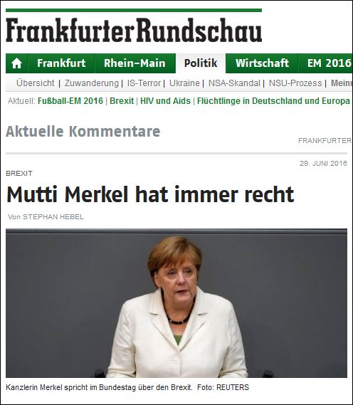 Ο γερμανικός Τύπος για τη διαχείριση του Brexit και τη “μαμά Μέρκελ”