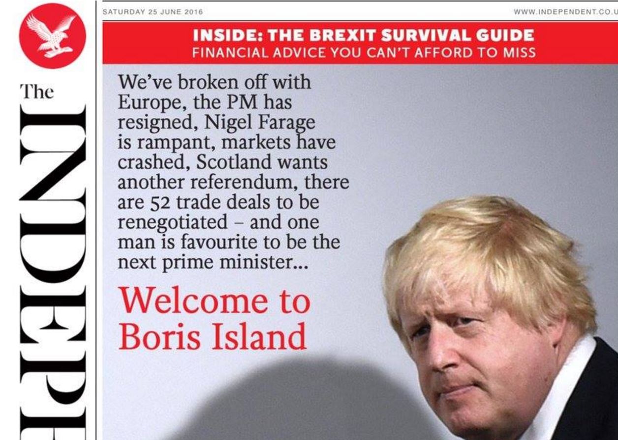 Το ειρωνικό πρωτοσέλιδο του Independent: Καλώς ήρθατε στο νησί του Μπόρις – ΦΩΤΟ