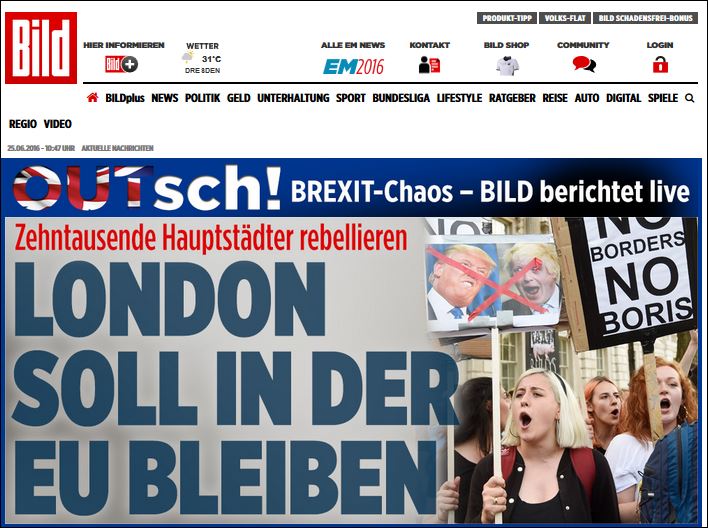 Bild: Οι Λονδρέζοι επαναστατούν κατά του Brexit