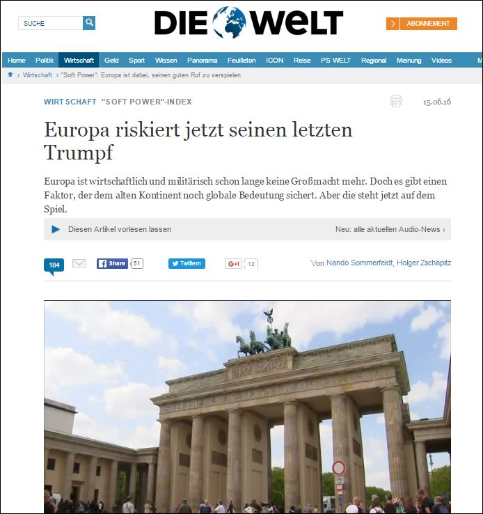 Die Welt: Οι Ευρωπαίοι κατά… της Ευρώπης