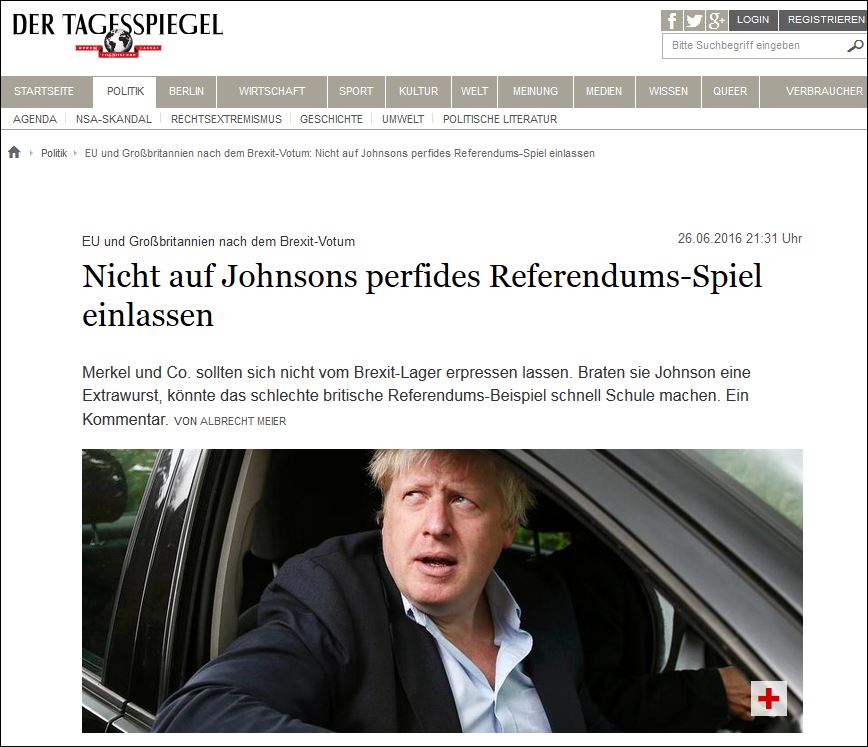 Η Tagesspiegel συγκρίνει τον Μπόρις Τζόνσον με τον Τσίπρα