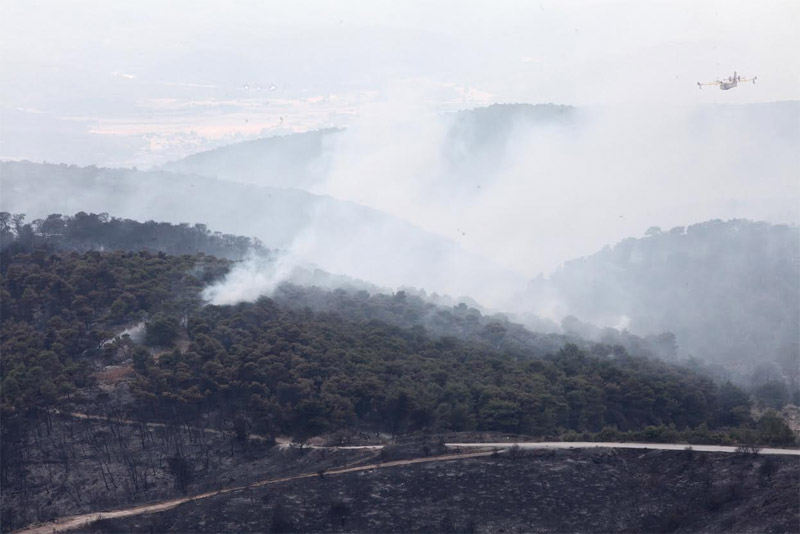 Η νεροποντή βοήθησε στην κατάσβεση της πυρκαγιάς στα Δερβενοχώρια