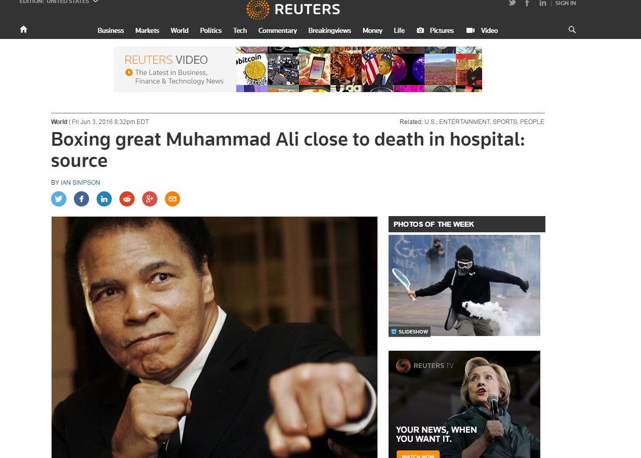 Reuters: Έχουν ρυθμιστεί τα της κηδείας του Άλι, είναι θέμα ωρών – ΤΩΡΑ