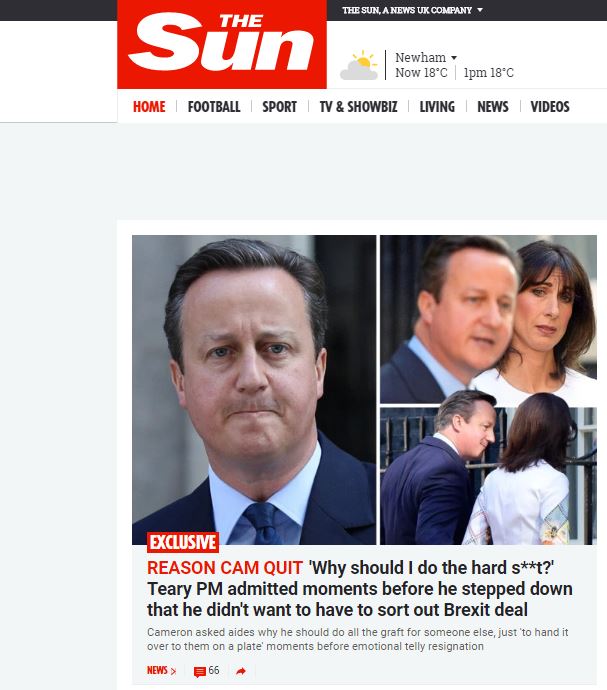 Η Sun αποκαλύπτει την απόγνωση του Κάμερον και τη φράση που είπε στους συνεργάτες του