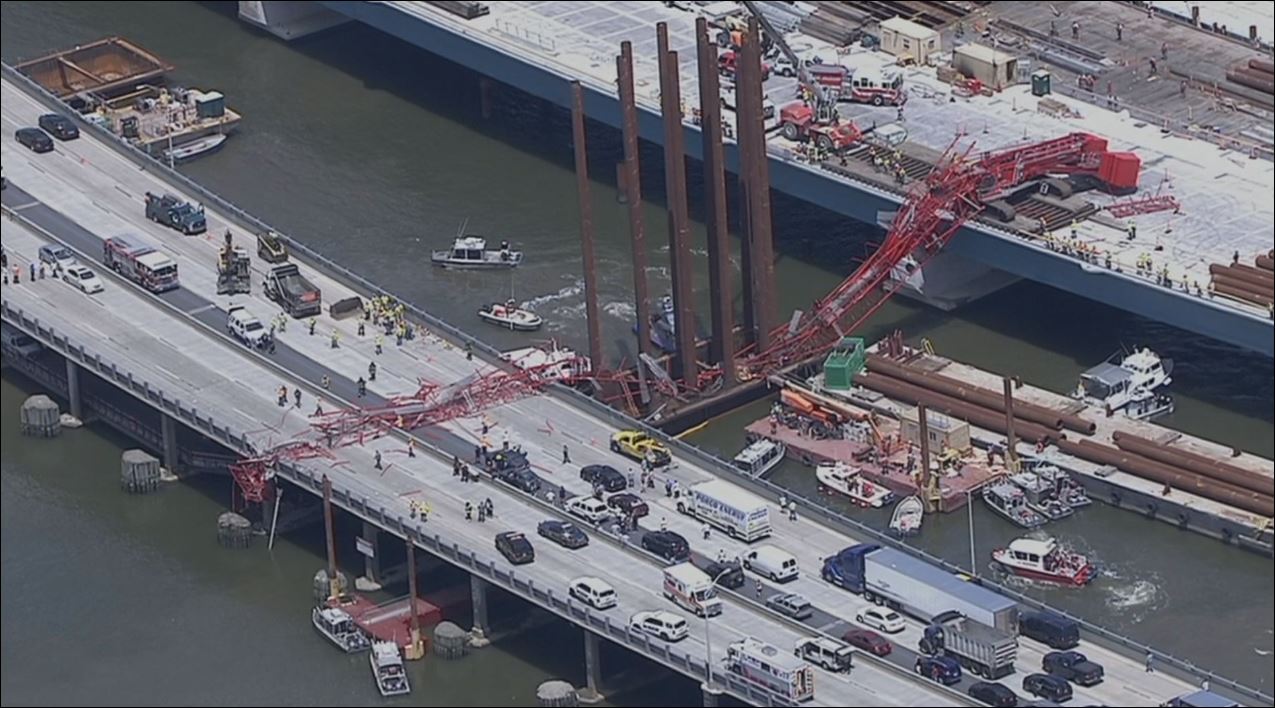 Κατάρρευση γερανού σε γέφυρα της Νέας Υόρκης – Ένας τραυματίας – ΦΩΤΟ
