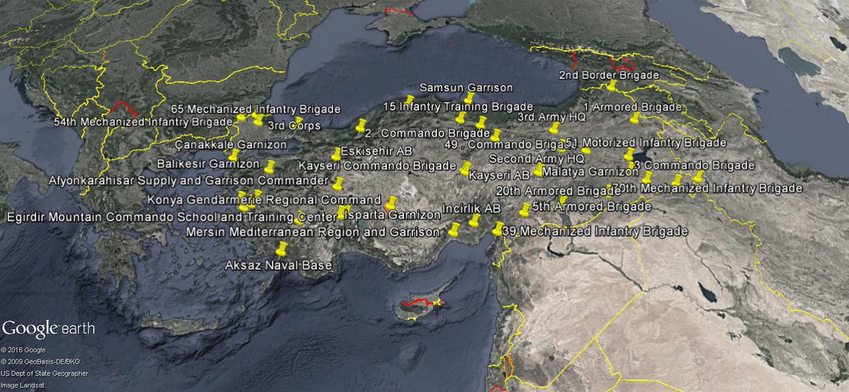 Ο χάρτης των συλλήψεων υψηλόβαθμων στρατιωτικών στην Τουρκία – ΦΩΤΟ