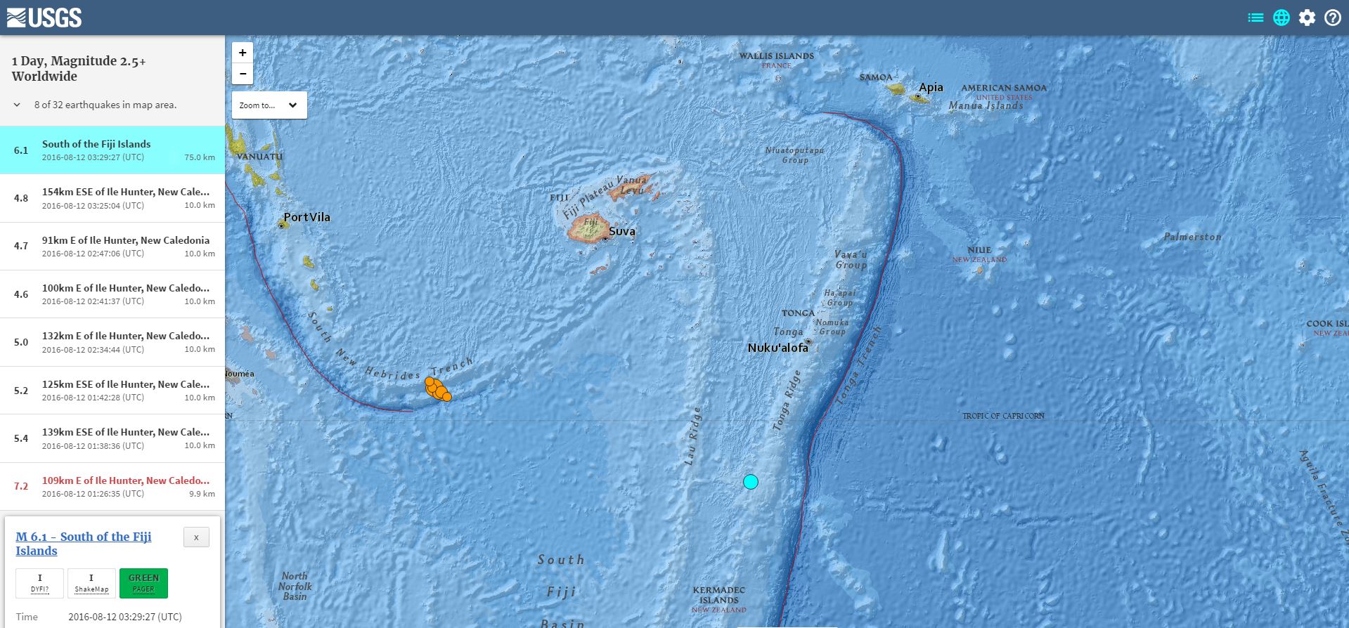 Ισχυρός σεισμός 6,1 Ρίχτερ νοτιοδυτικά της νήσου Τόνγκα