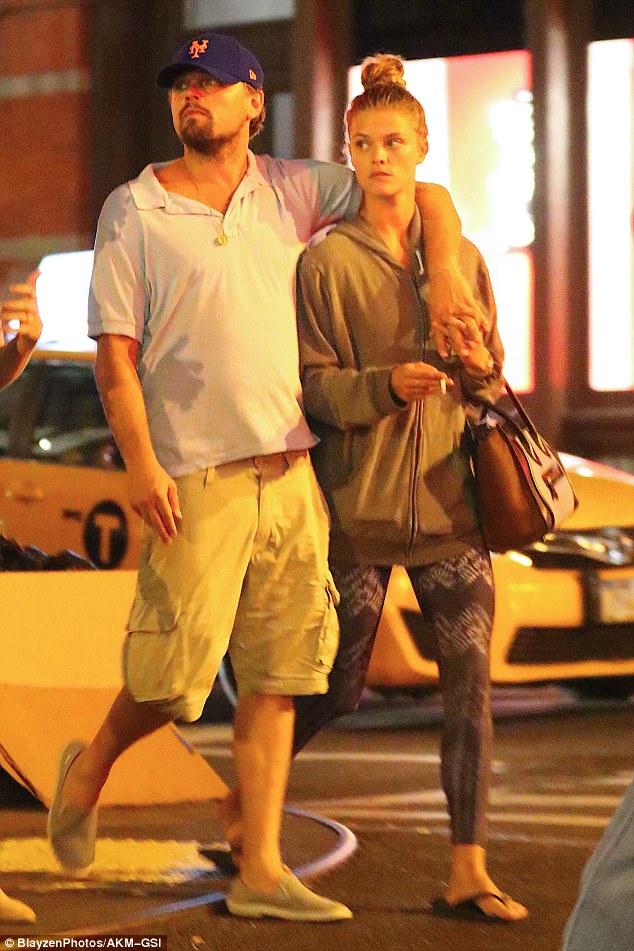 Fender bender: Leonardo DiCaprio and Nina Agdal, pictured Thursday in NYC, were in a minor car accident in The Hamptons on Saturday night, PageSix.com reported