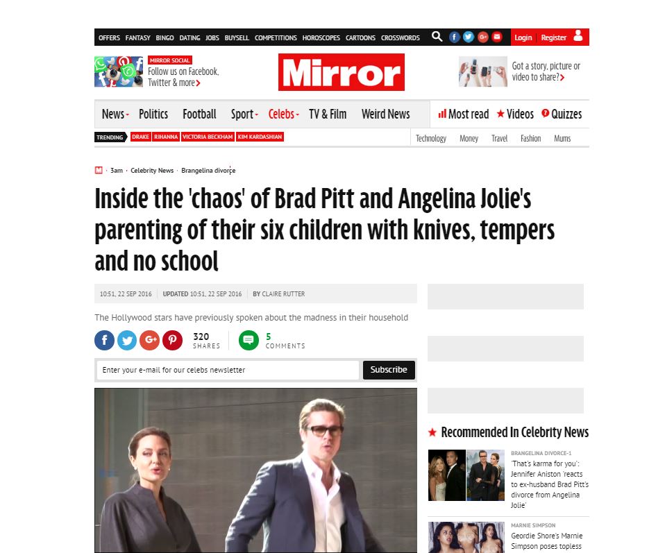 Mirror: Αναρχία στο σπίτι των Μπραντζελίνα