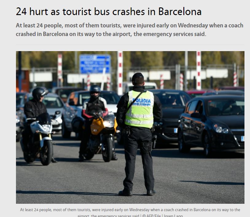 Ανατροπή τουριστικού λεωφορείου στη Βαρκελώνη – 24 τραυματίες