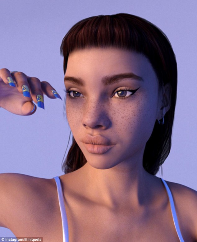 Miquela's huge lips, perfect almond eyes and doll-like demeanour has left fans asking whether she's a computer generated character 