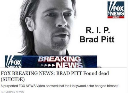 Νέος ιός στο Facebook με δήθεν αυτοκτονία του Μπραντ Πιτ