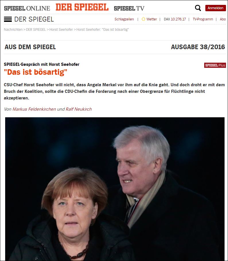 Ο Ζέεχοφερ απειλεί τη Μέρκελ με διάλυση του κυβερνητικού συνασπισμού