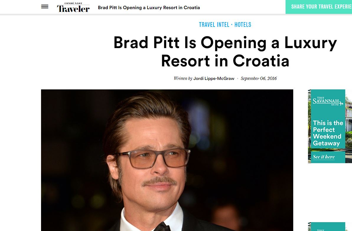 Η συμμετοχή του Μπραντ Πιτ σε νέο πολυτελές ξενοδοχείο στην Κροατία