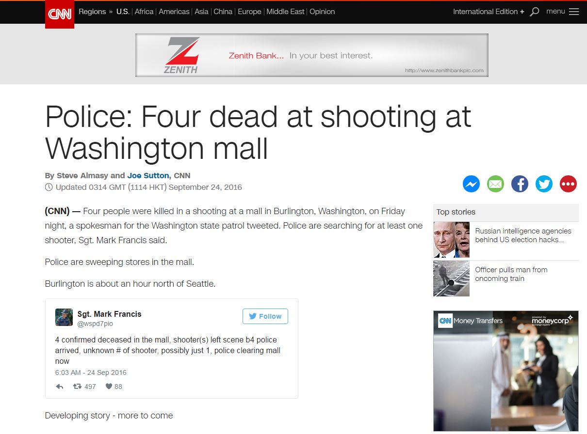 Ουάσινγκτον – Η αστυνομία κάνει λόγο για 4 νεκρούς στο εμπορικό κέντρο – ΤΩΡΑ