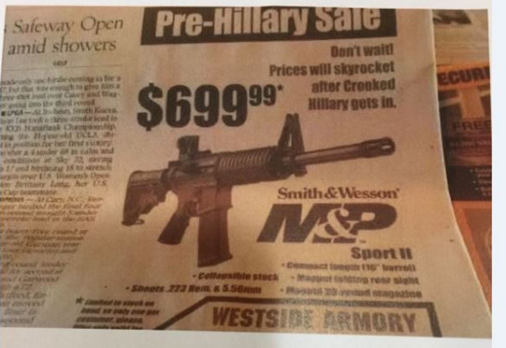 Η διαφήμιση με τις περισσότερες αντιδράσεις στις ΗΠΑ: “Αγοράστε όπλα πριν έρθει η διεφθαρμένη Χίλαρι”