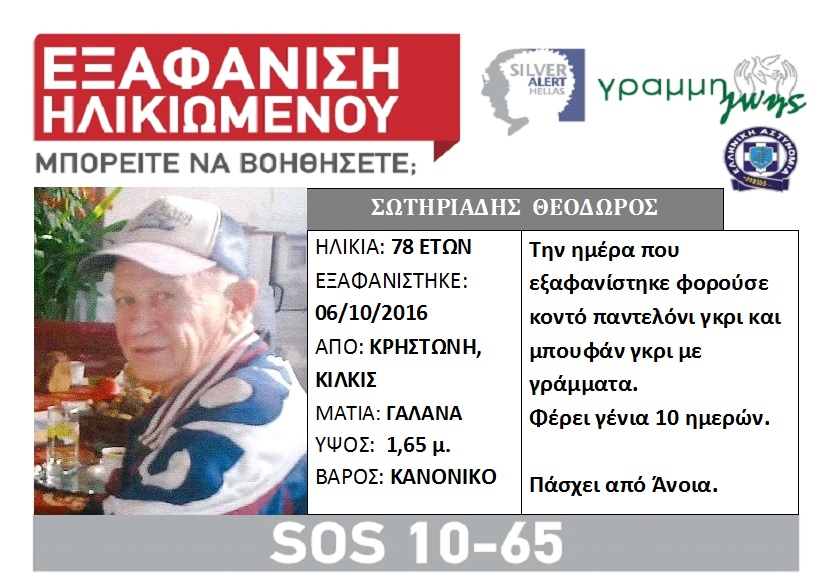 Κιλκίς – Βρέθηκε νεκρός o 78χρονος αγνοούμενος