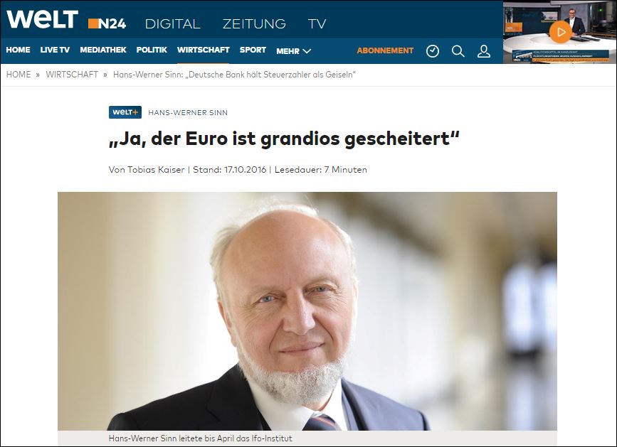 Ζιν: Η Γερμανία θα έπρεπε να χαρίσει χρήματα στην Ελλάδα