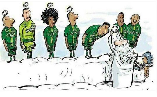 Το σκίτσο που συγκλονίζει – Απονομή στον παράδεισο για τους παίκτες της Σαπεκοένσε – ΦΩΤΟ