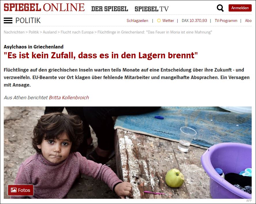 Spiegel: Δεν είναι σύμπτωση που οι καταυλισμοί στην Ελλάδα φλέγονται