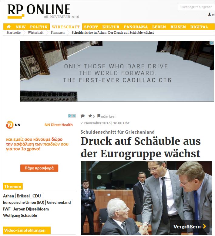 Rheinische Post: Η πίεση στον Σόιμπλε εντείνεται