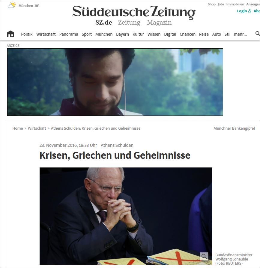 Sueddeutsche: Κρίση, Έλληνες και μυστικά
