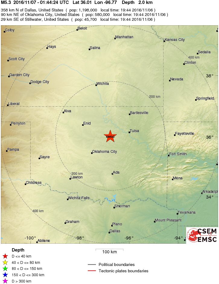 Σεισμική δόνηση 5,3 Ρίχτερ στην Οκλαχόμα