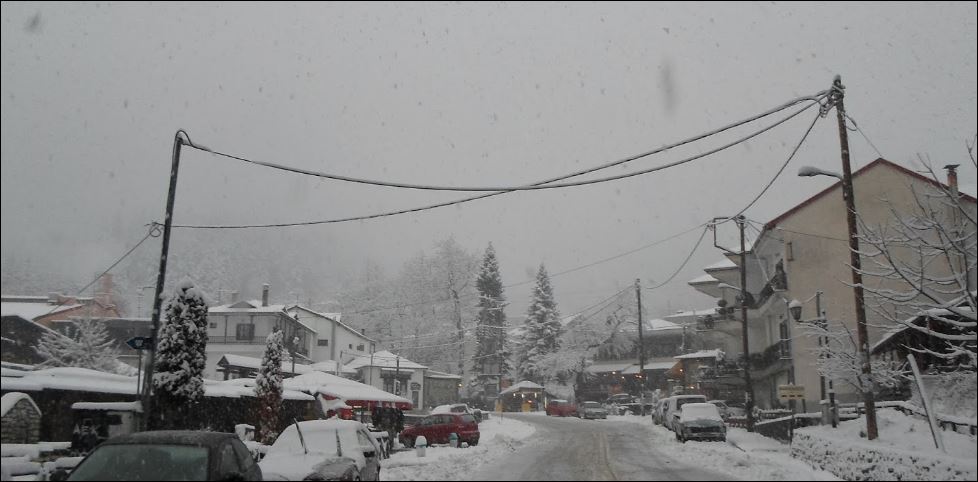 Πυκνή χιονόπτωση στην Ελάτη Τρικάλων – ΦΩΤΟ