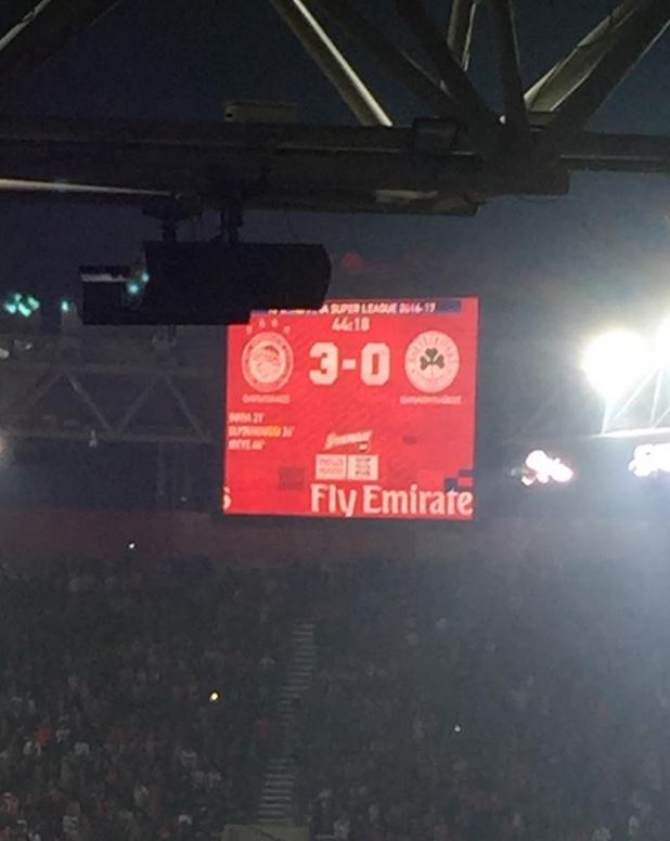 Oλυμπιακός – Παναθηναϊκός 3-0 (44′)