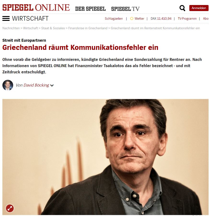 Spiegel: Ο Τσακαλώτος παραδέχθηκε ότι έπρεπε πρώτα να ενημερωθούν οι δανειστές για τις παροχές