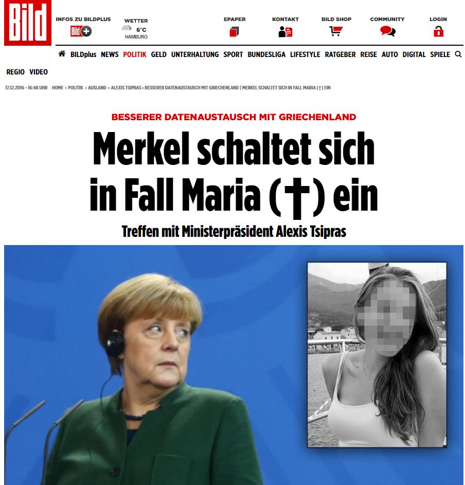 Bild: Η Μέρκελ ζήτησε από τον Τσίπρα καλύτερη ενημέρωση για τους πρόσφυγες