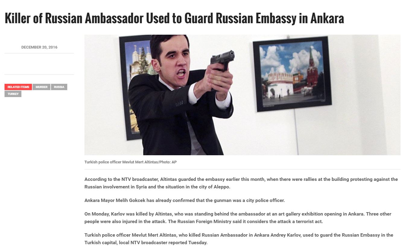 Ο Τούρκος αστυνομικός εργαζόταν ως φρουρός στη ρωσική πρεσβεία