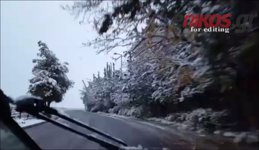 Σφοδρή χιονόπτωση στον περιφερειακό Γαλατσίου – ΒΙΝΤΕΟ