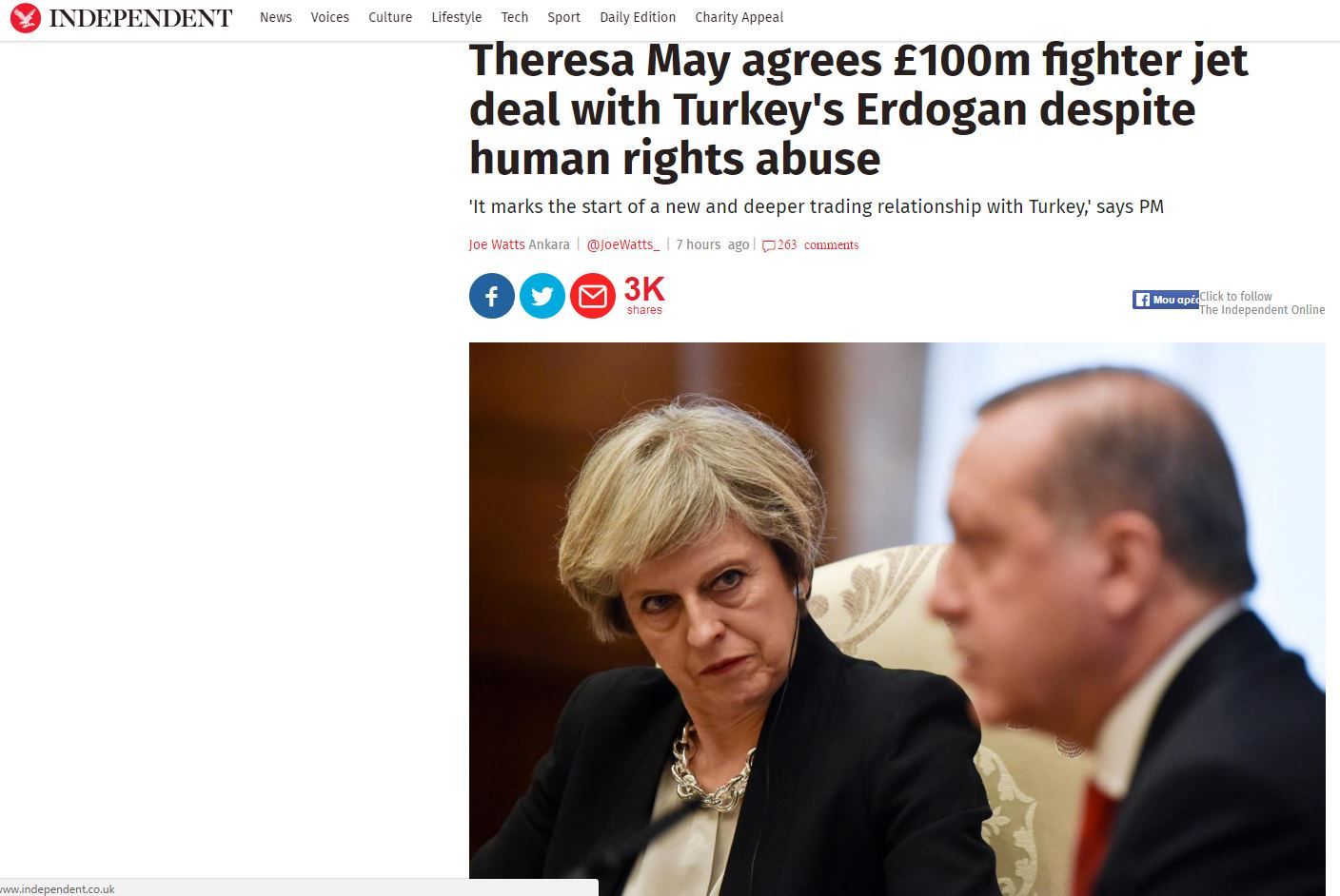 Συμφωνία 100 εκατ. λιρών για μαχητικά αεροσκάφη «έκλεισαν» Μέι – Ερντογάν