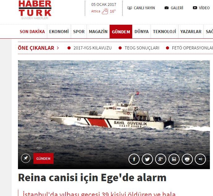 Haberturk: Συναγερμός στο Αιγαίο για τον μακελάρη της Κωνσταντινούπολης