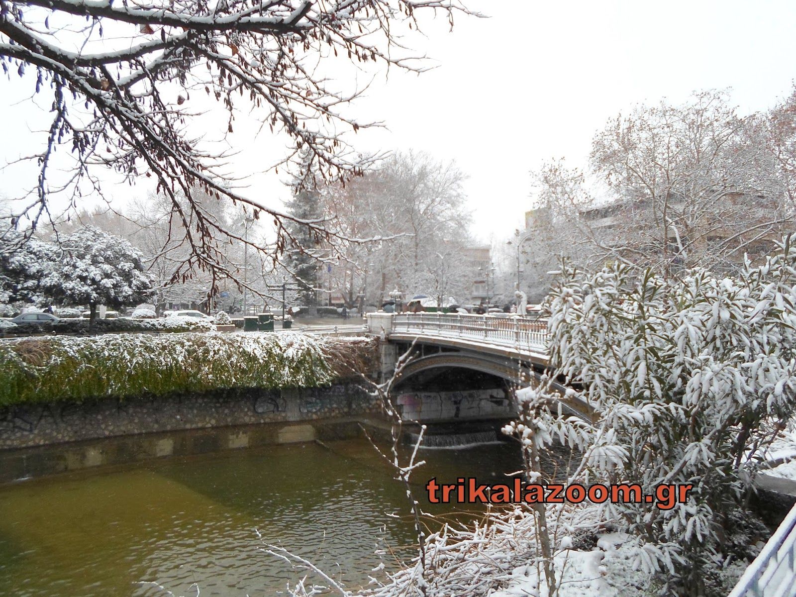 Πυκνή χιονόπτωση στα Τρίκαλα – ΦΩΤΟ