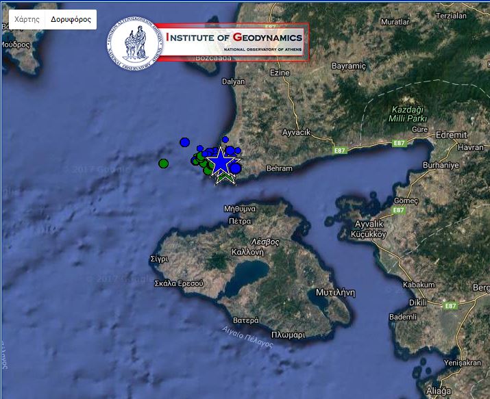 Συνολικά 13 σεισμοί, με μέγεθος άνω των 3 ρίχτερ, στη Λέσβο