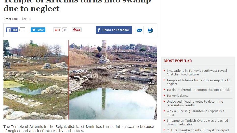 Σε άθλια κατάσταση ο ναός της Αρτέμιδος στη Σμύρνη – ΦΩΤΟ