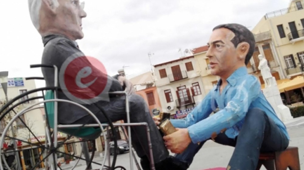Το άρμα με τον Τσίπρα και τον Σόιμπλε στο καρναβάλι του Ρεθύμνου – ΦΩΤΟ