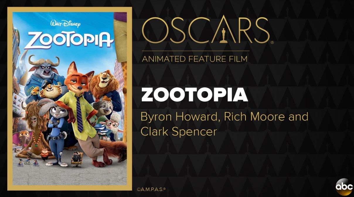 Το Όσκαρ καλύτερης ταινίας κινουμένων σχεδίων έλαβε το Zootopia