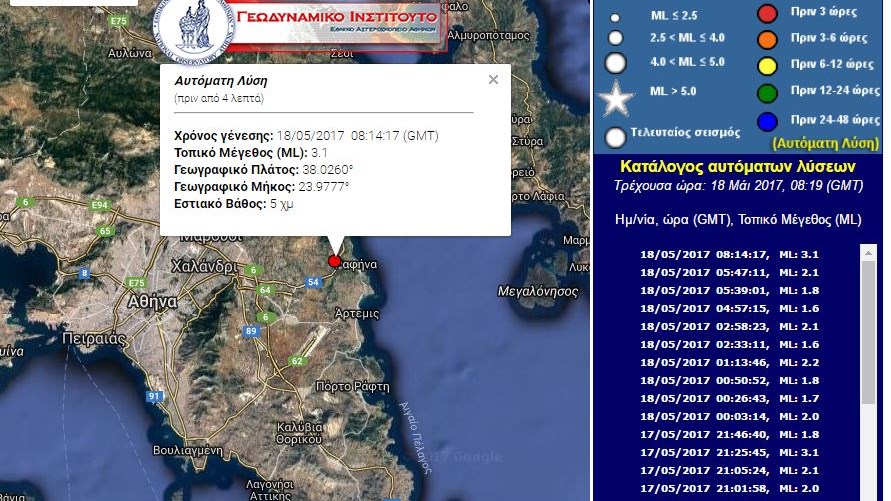 Γεωδυναμικό: 3,1 Ρίχτερ η σεισμική δόνηση που σημειώθηκε στην Αττική – ΤΩΡΑ