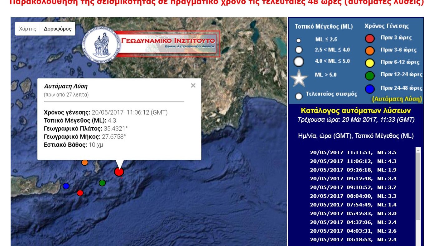 Σεισμός 4,3 Ρίχτερ ανοιχτά της Καρπάθου
